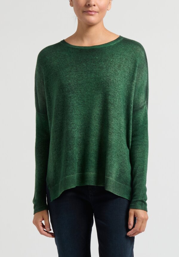 Avant Toi Cashmere Hand-Painted ''Barchetta'' Sweater in Nero/Brasile Green	