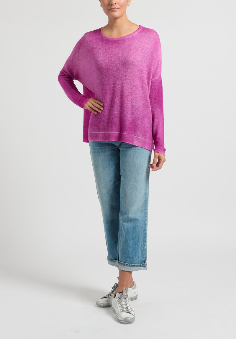 Avant Toi Cashmere Hand-Painted ''Barchetta'' Sweater in Anemone Pink	