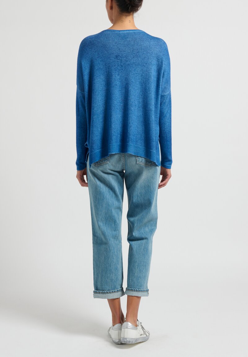Avant Toi Cashmere Hand-Painted ''Barchetta'' Sweater in Denim Blue	