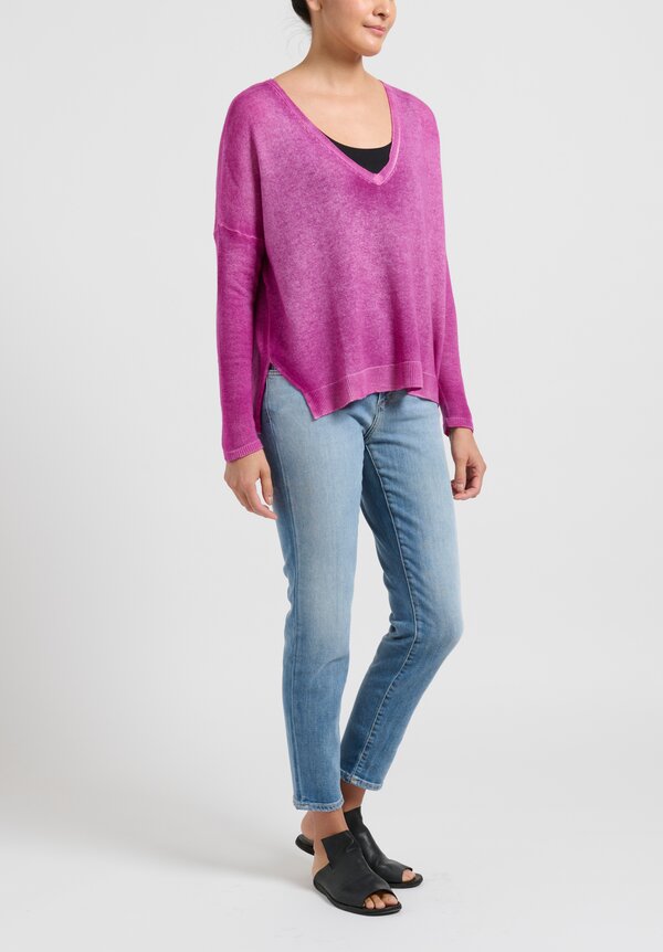 Avant Toi Cashmere V-Neck Sweater in Anemone Pink	