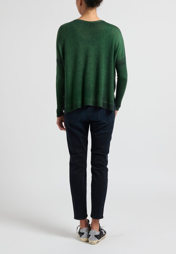 Avant Toi Cashmere V-Neck Sweater in Nero/Brasile Green	