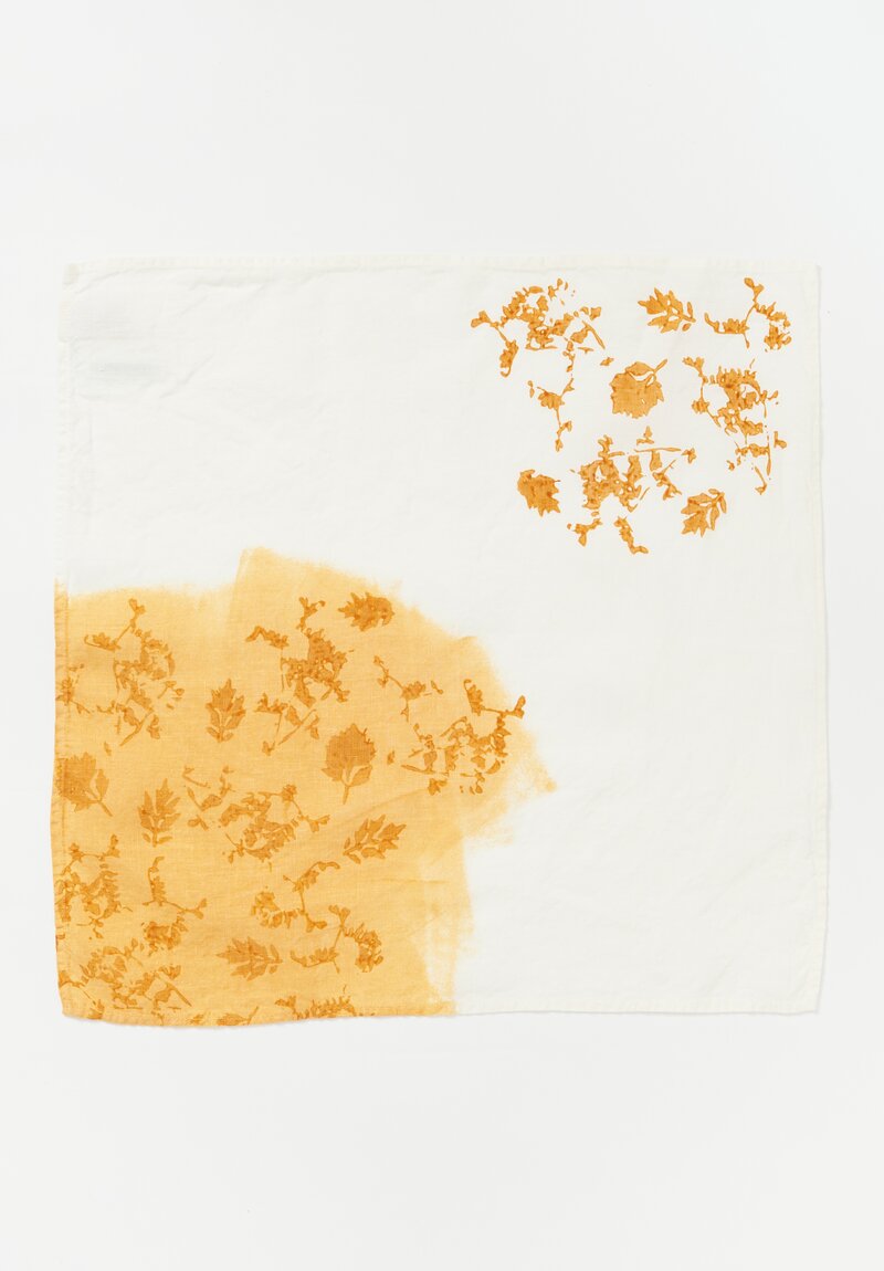 Bertozzi Crumpled Linen Two-Toned Printed Napkin Leaf Senape	