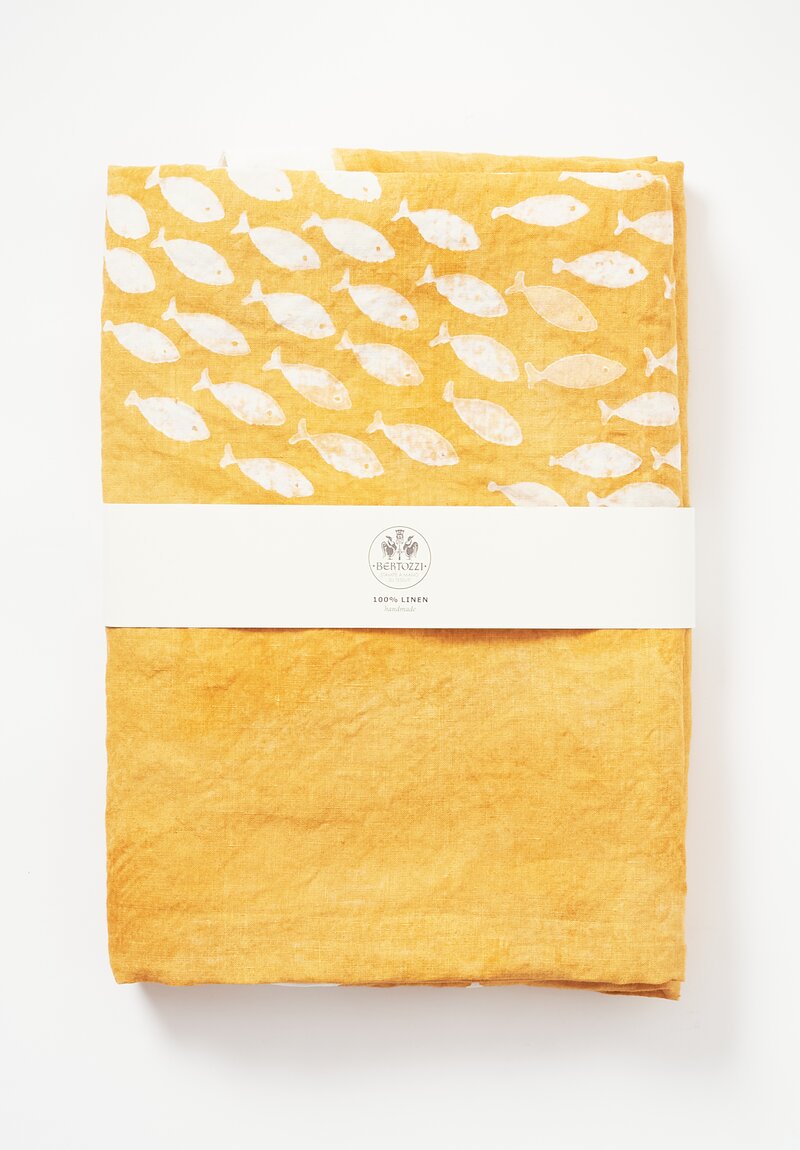 Bertozzi ''Alici St. Riserva'' Printed Tablecloth in Washed Senape Yellow	