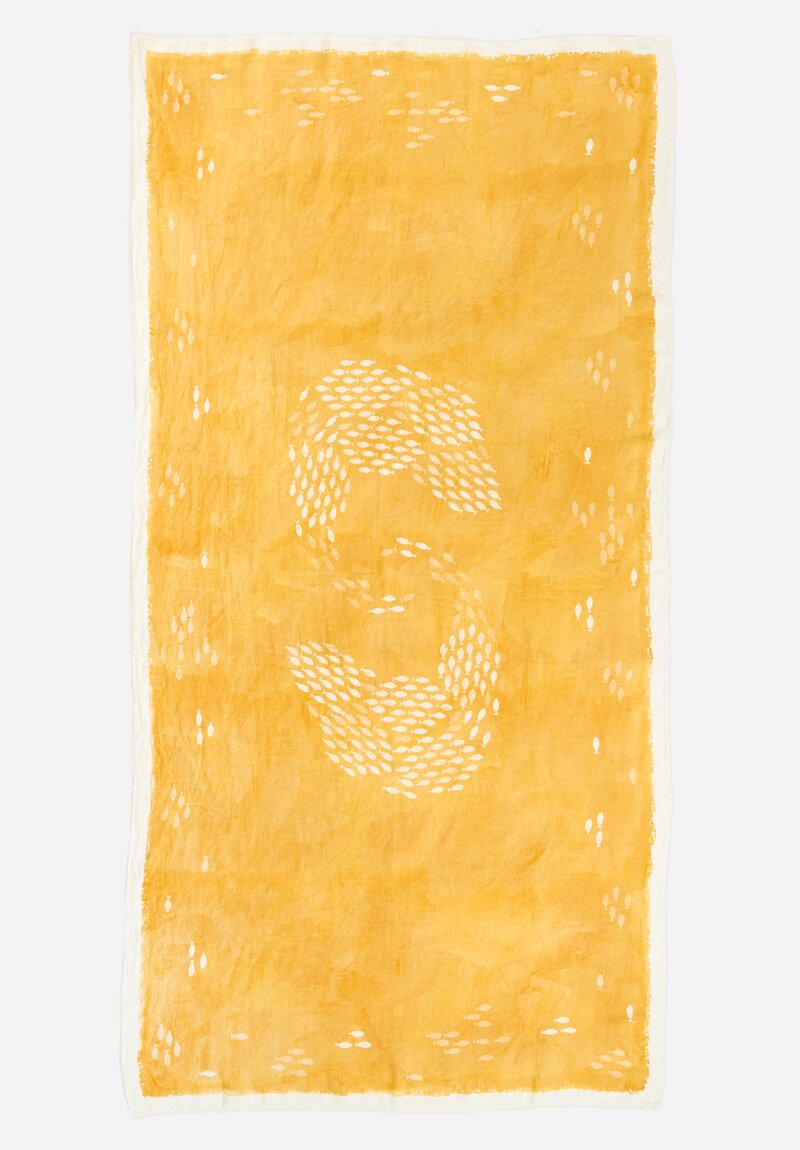 Bertozzi ''Alici St. Riserva'' Printed Tablecloth in Washed Senape Yellow	
