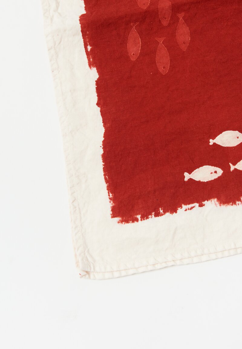 Bertozzi Handmade Linen Large Printed Tablecloth Alici St. Riserva Rosso	