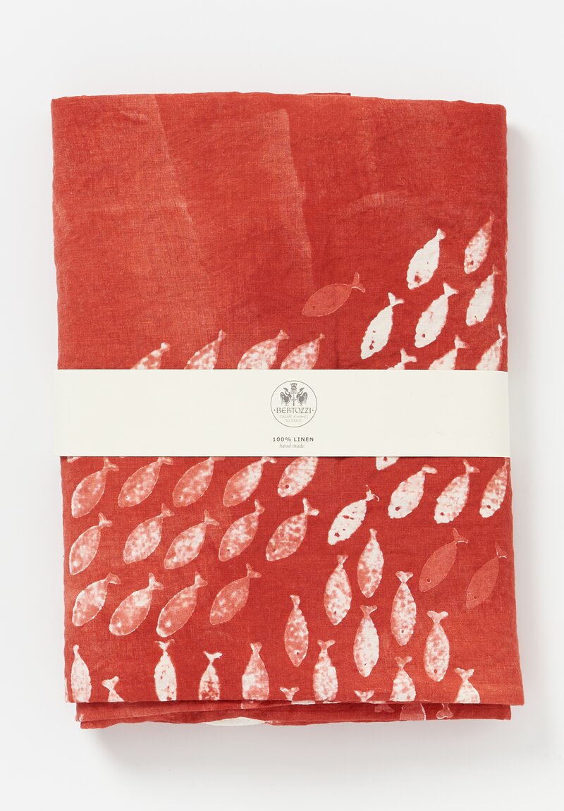 Bertozzi ''Alici St. Riserva'' Printed Tablecloth in Washed Rosso Red	