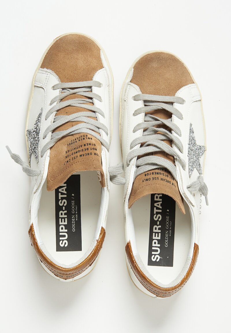 Golden Goose Super Star Classic with List, Glitter Star & Suede Toe Sneaker	
