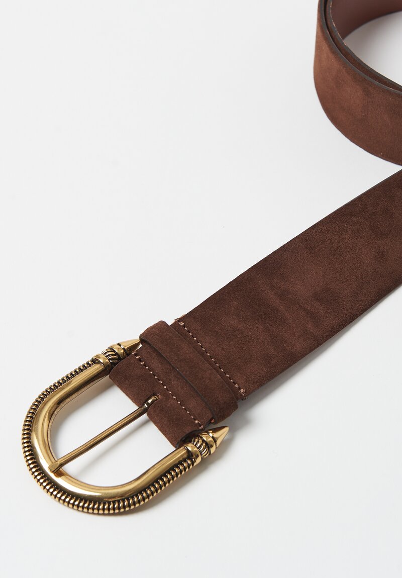 Etro Gold Buckle Wide Leather Belt	