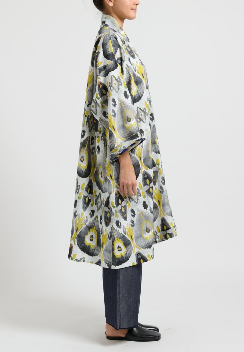 Rianna + Nina One-of-a-Kind Swarovski Embroidered Coat in White, Black and Yellow Quetzal	