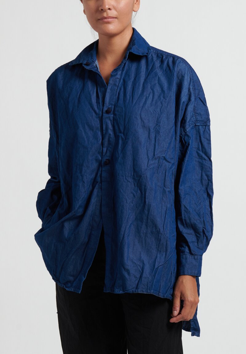 Daniela Gregis Washed Cotton ''Uomo'' Shirt in Denim Blue