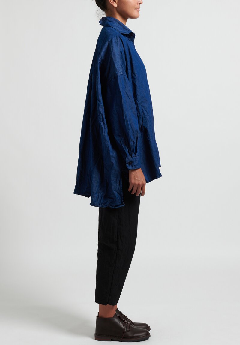 Daniela Gregis Washed Cotton ''Uomo'' Shirt in Denim Blue