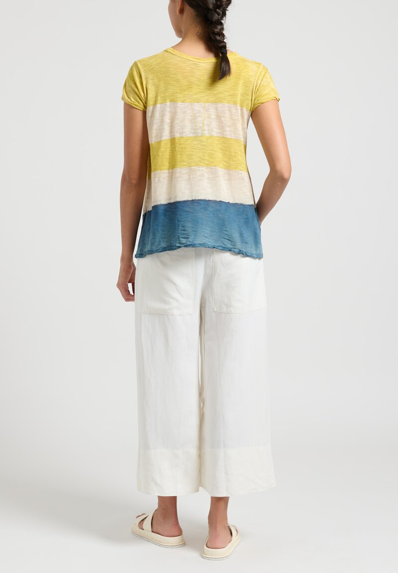 Gilda Midani Short Sleeve Striped Monoprix Tee in Yellow & Blue	