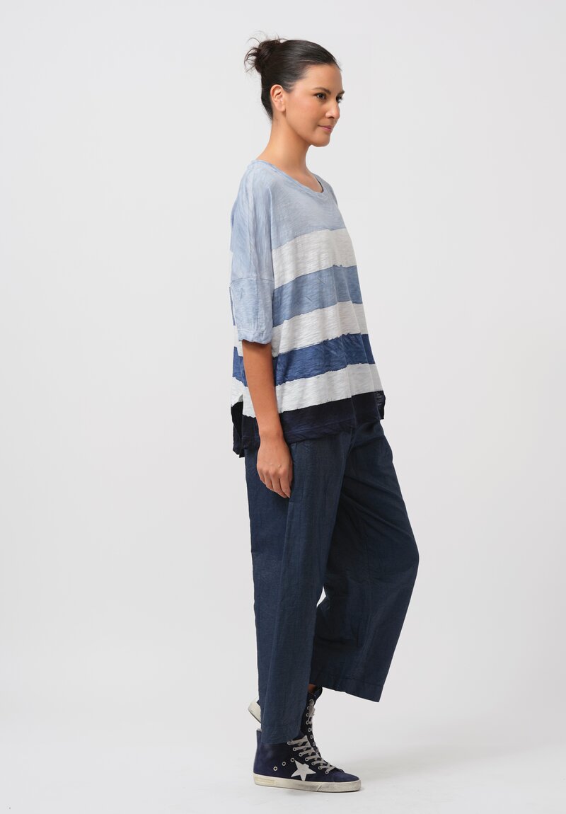 Gilda Midani Pattern-Dyed Cotton Super Tee in Stripes, Cloud & Last Blue	