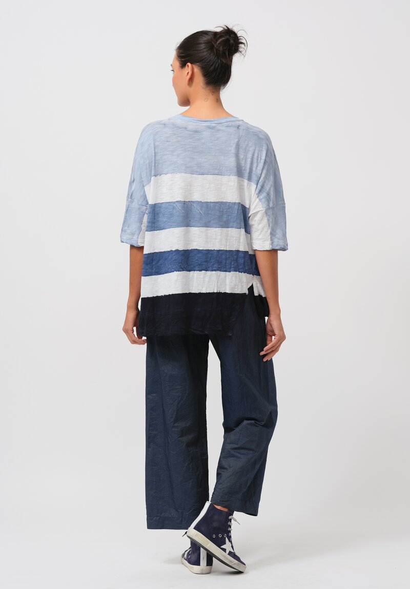 Gilda Midani Pattern-Dyed Cotton Super Tee in Stripes, Cloud & Last Blue	