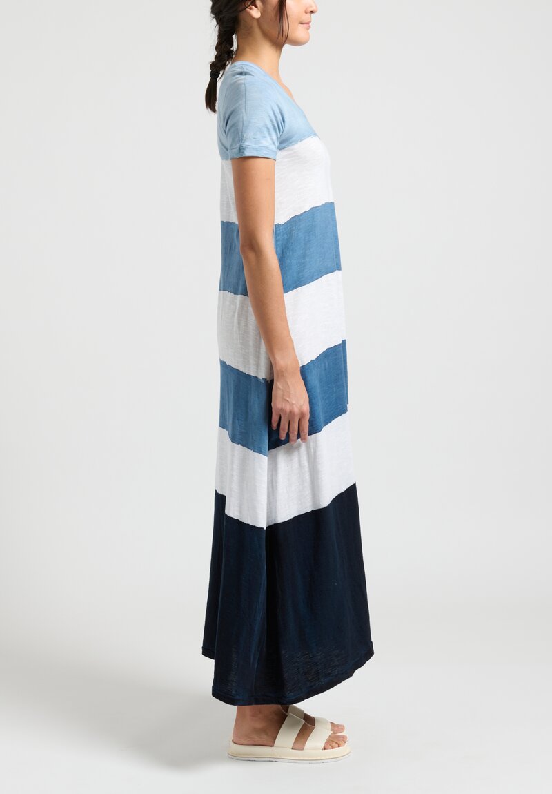 Gilda Midani Short Sleeve Striped Monoprix Dress in Cloud, Last Blue and White