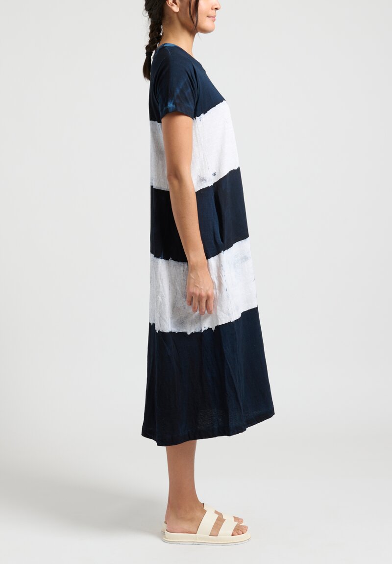Gilda Midani Short Sleeve Striped Maria Dress in Last Blue, White