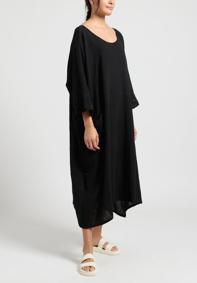 Gilda Midani Solid Dyed Bucket Dress in Black
