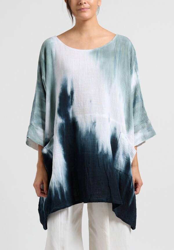 Gilda Midani Pattern-Dyed Bucket Tunic in Blue Flood