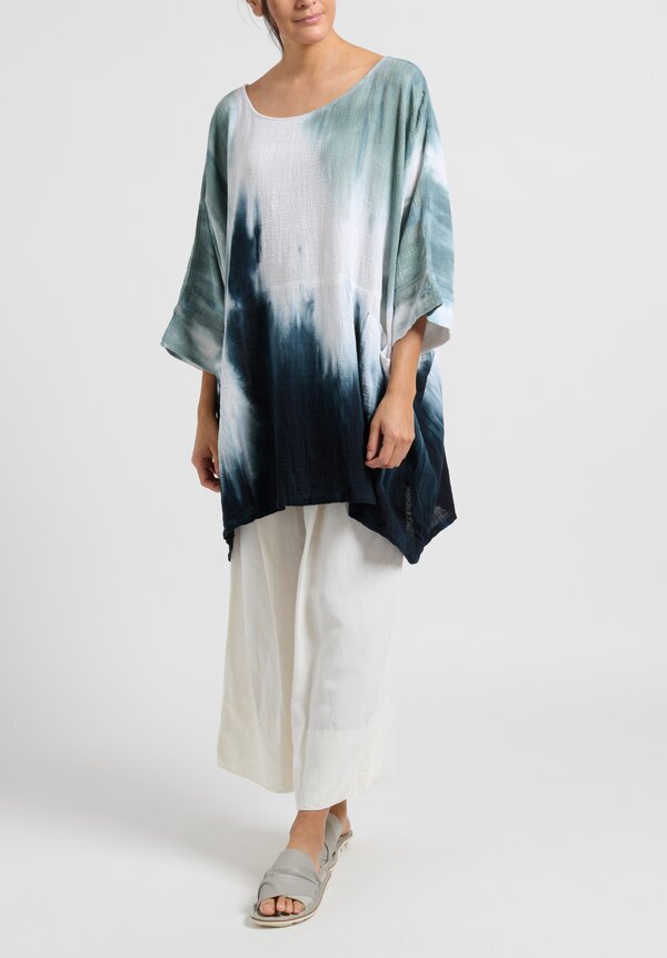 Gilda Midani Pattern-Dyed Bucket Tunic in Blue Flood