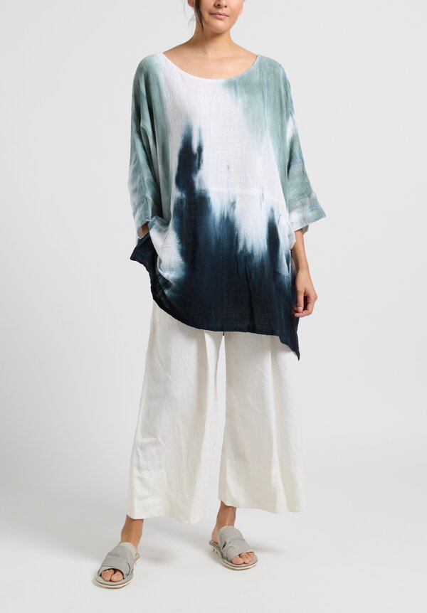 Gilda Midani Pattern-Dyed Bucket Tunic in Blue Flood