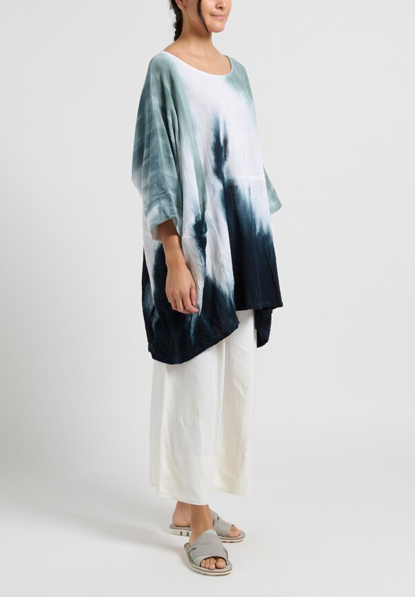 Gilda Midani Pattern-Dyed Bucket Tunic in Blue Flood