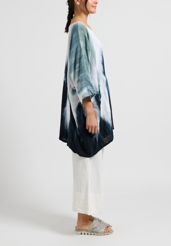 Gilda Midani Pattern-Dyed Bucket Tunic in Blue Flood