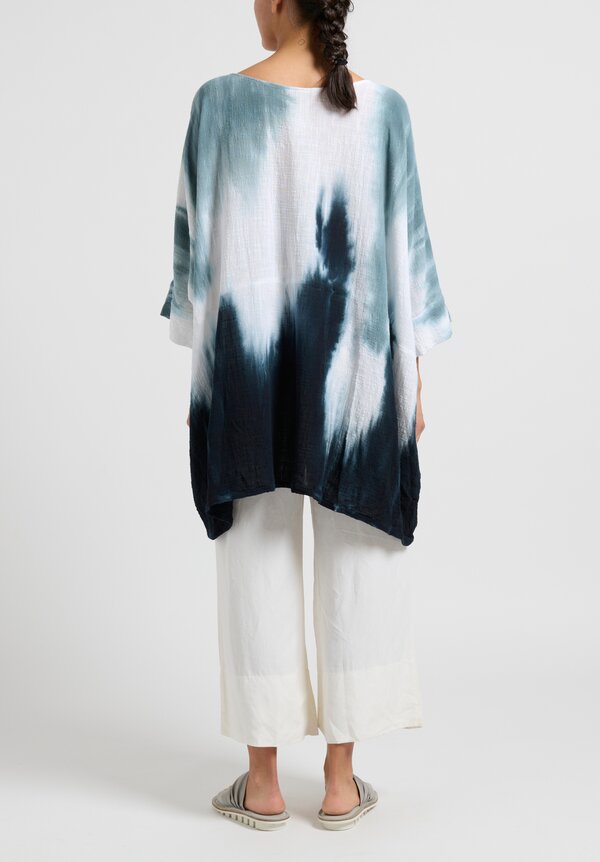 Gilda Midani Pattern-Dyed Bucket Tunic in Blue Flood