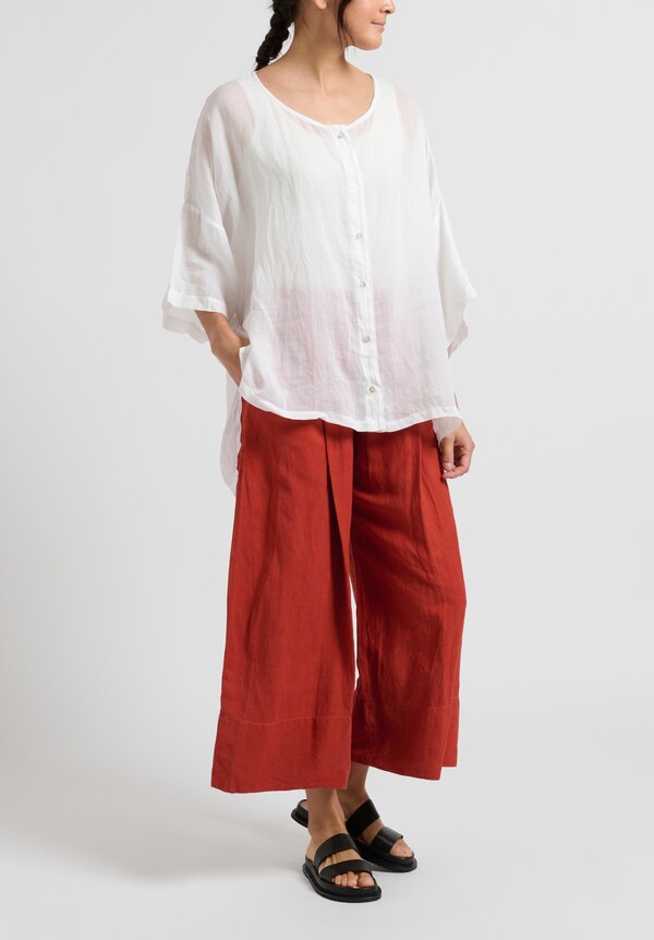 Gilda Midani Linen Button-Down Super Shirt in White | Santa Fe Dry ...