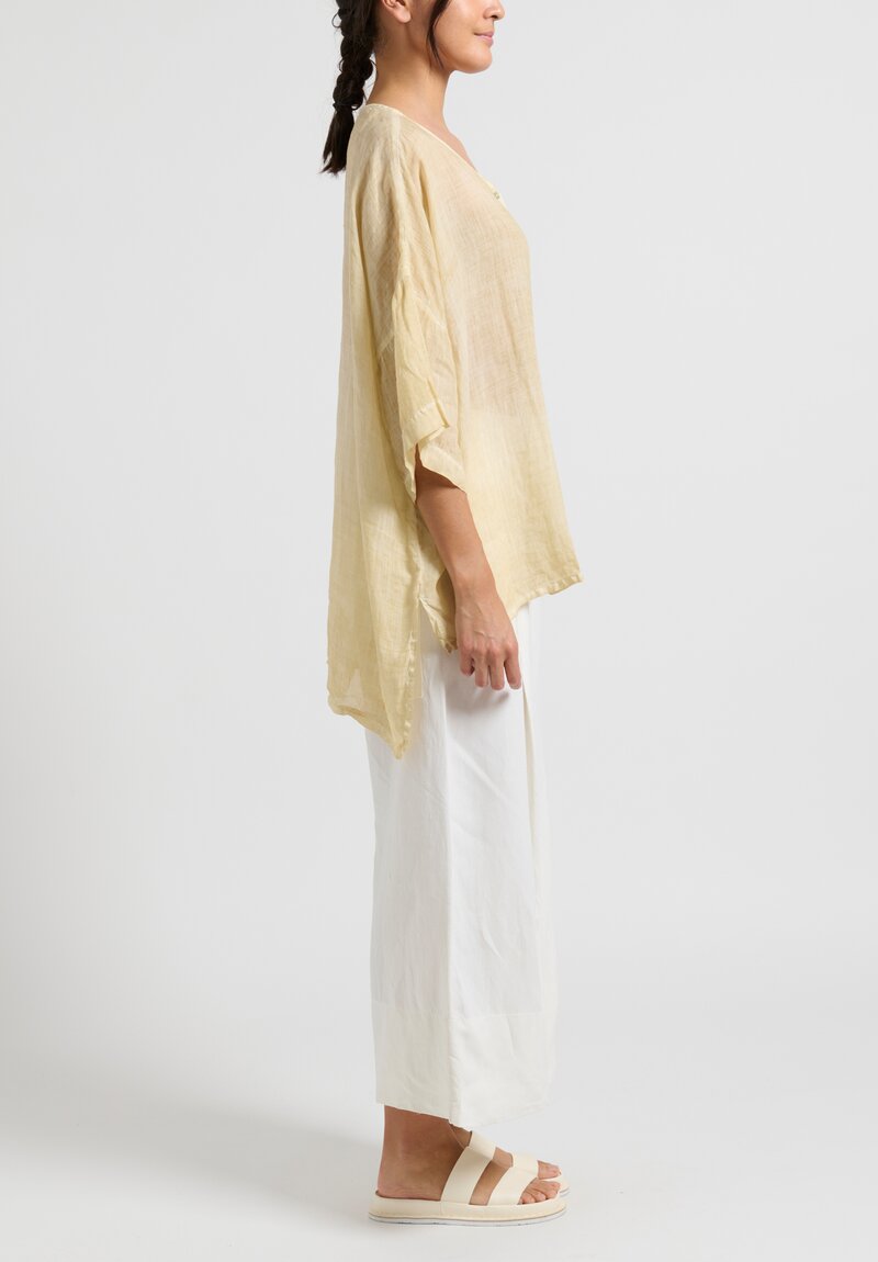 Gilda Midani Linen Button-Down Super Shirt in Wheat