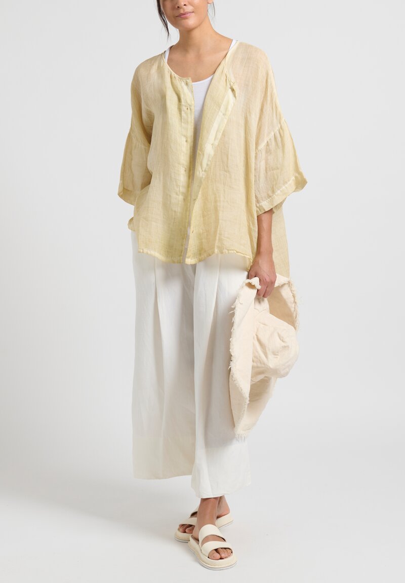 Gilda Midani Linen Button-Down Super Shirt in Wheat