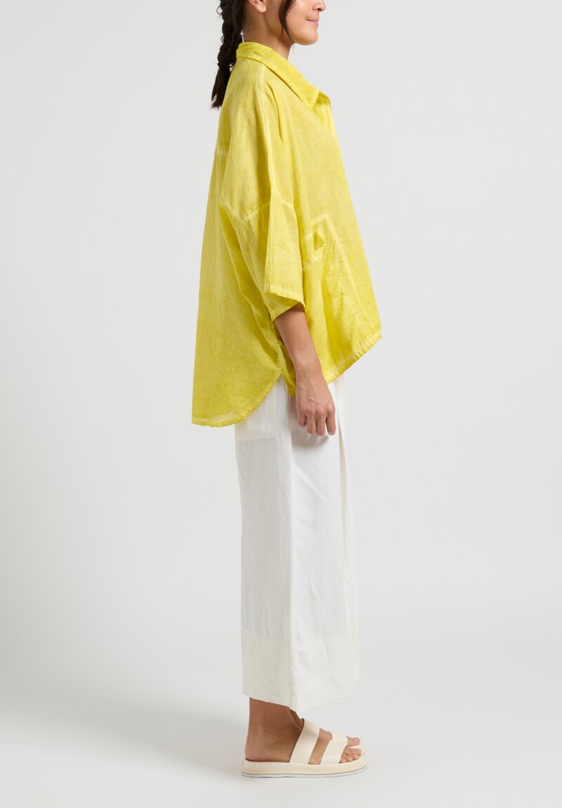 Gilda Midani Cotton Voile Pocket Shirt in Oro Yellow