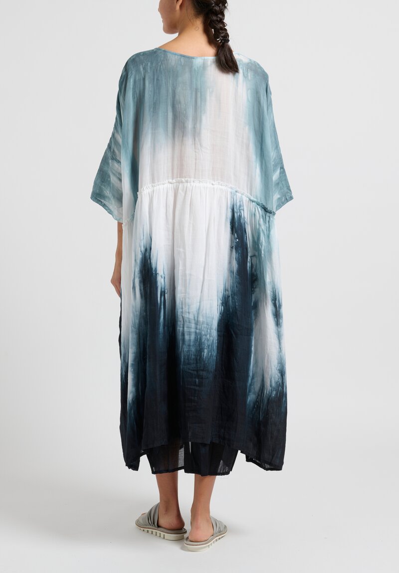 Gilda Midani Pattern-Dyed Linen Over Dress in Blue Flood | Santa Fe Dry ...