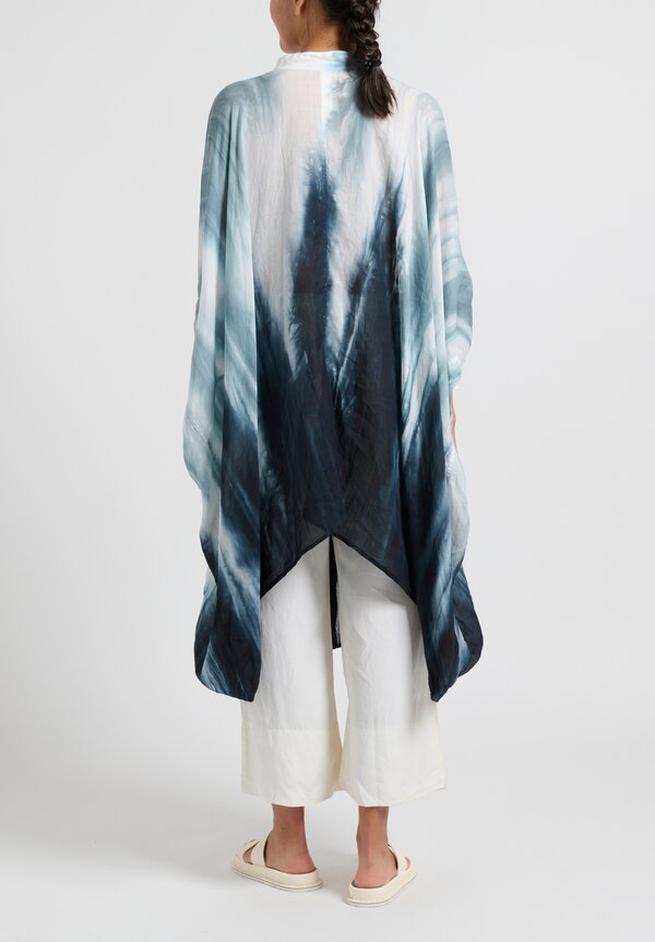 Gilda Midani Patterned Linen Square Tunic in Blue Flood	