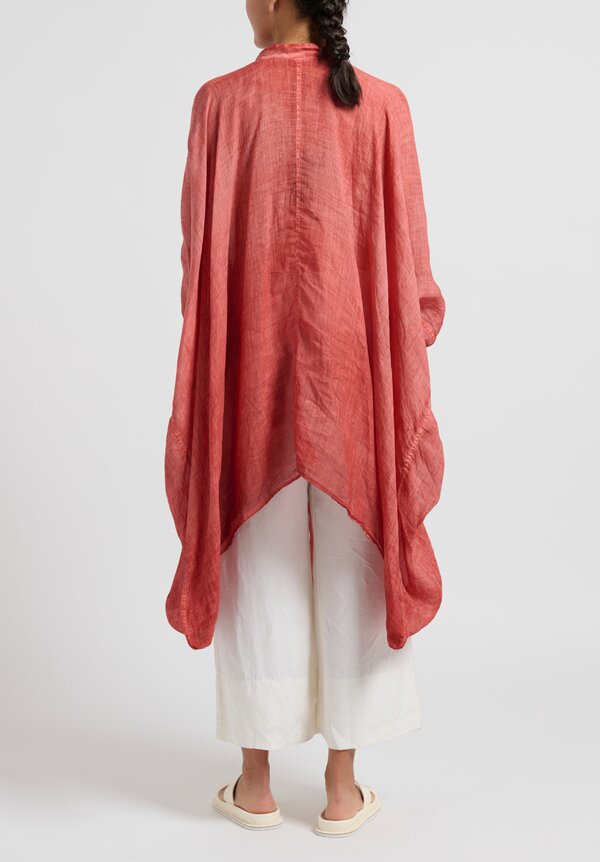 Gilda Midani Solid Linen Square Dress in Fire Brick Pink