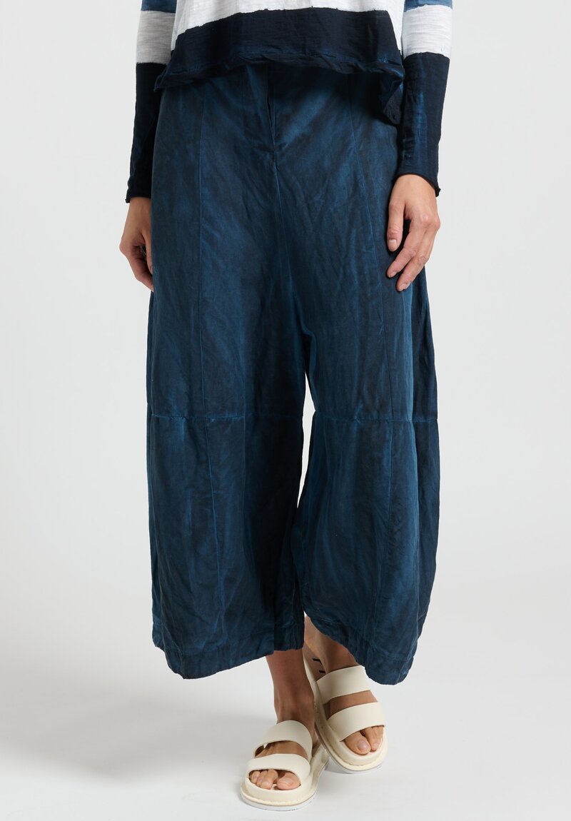 Gilda Midani Solid Linen/Silk Egg Pants in Last Blue	