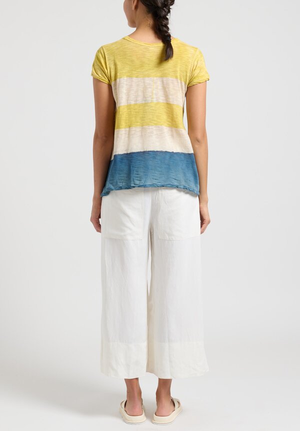 Gilda Midani Solid Dyed Silk/Linen Pleat Pants in Cream	