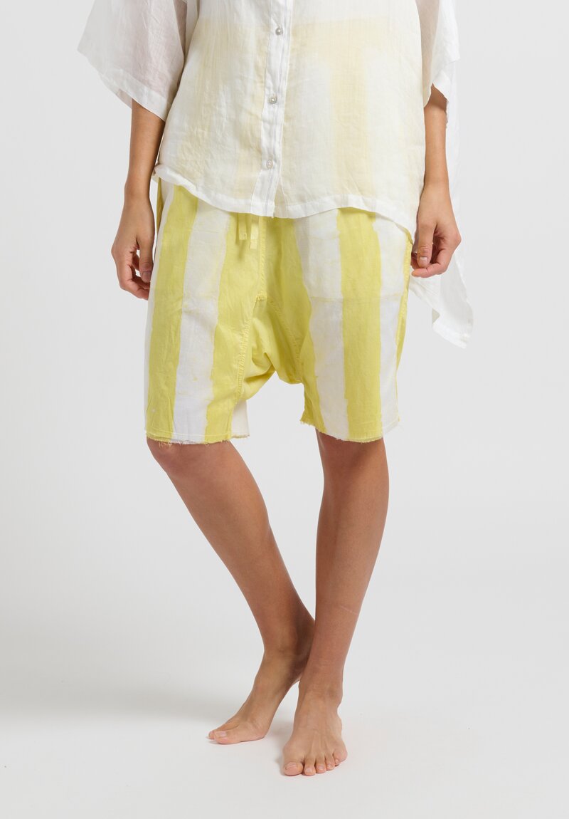 Gilda Midani Drop Crotch Shorts	in Oro Yellow, White