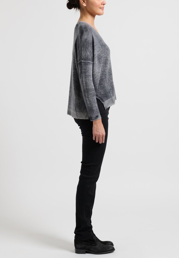 Avant Toi Hand-Painted Cashmere Cardigan in Nero/Husky