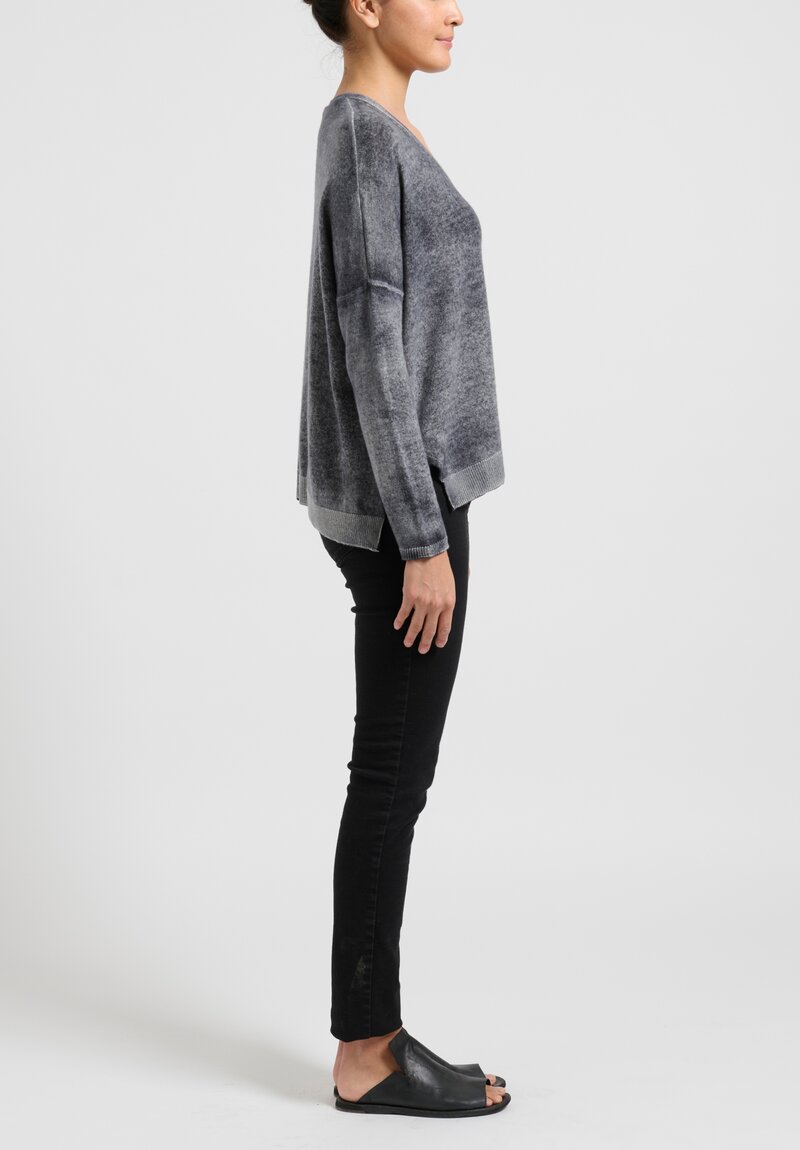 Avant Toi Hand-Painted Cashmere Cardigan in Nero/Husky