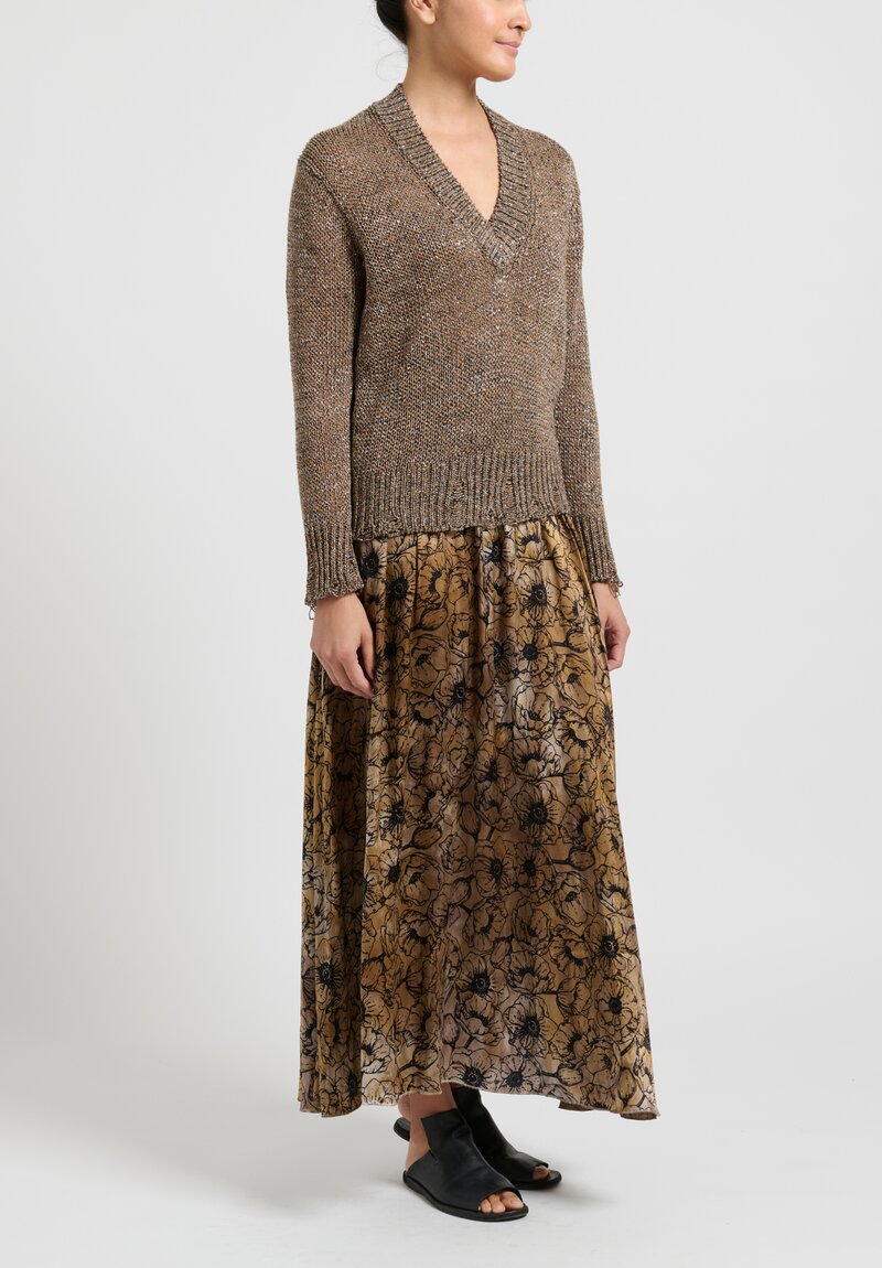 Avant Toi Silk ''Anemoni'' Skirt in Sughero Brown	