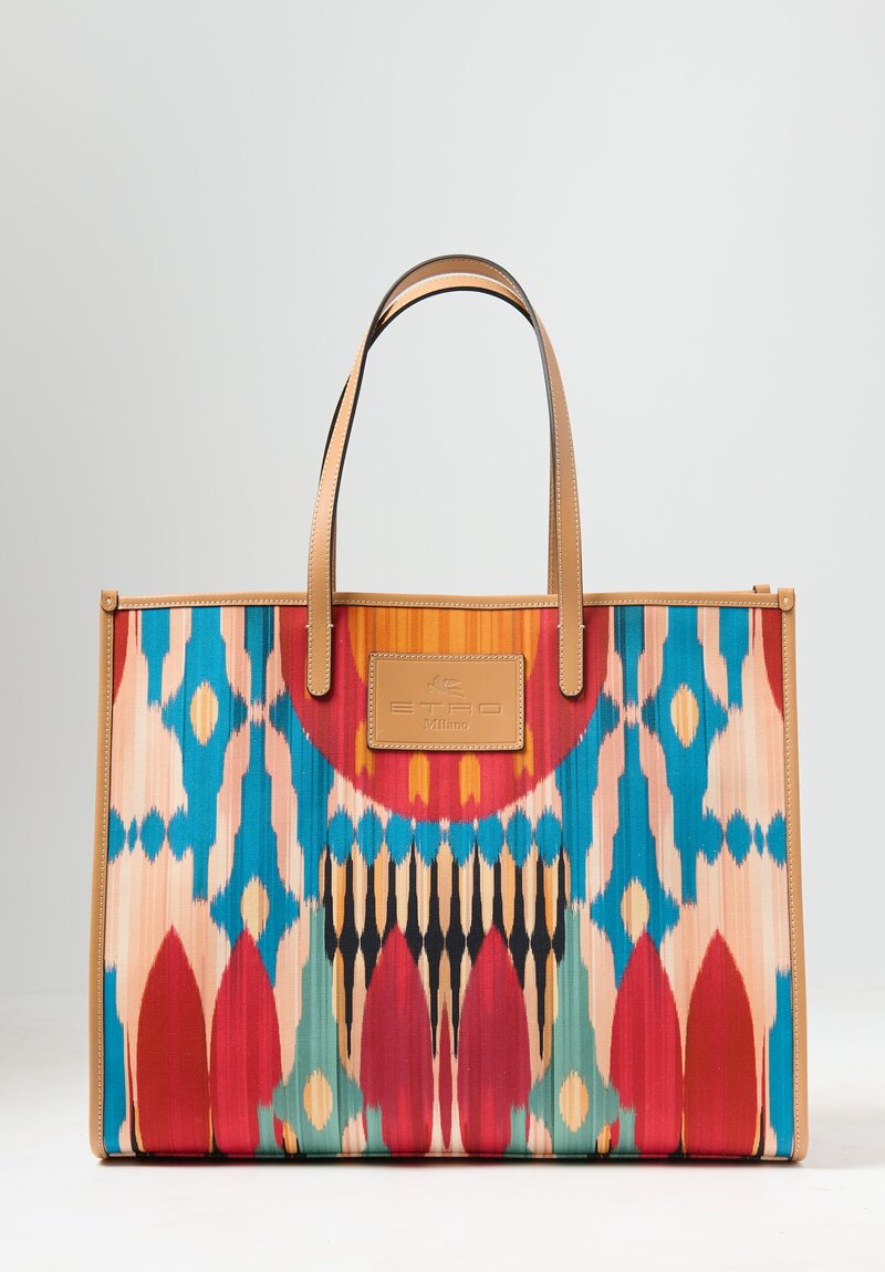 Etro Ikat Print Shopping Bag Pink/ Blue	