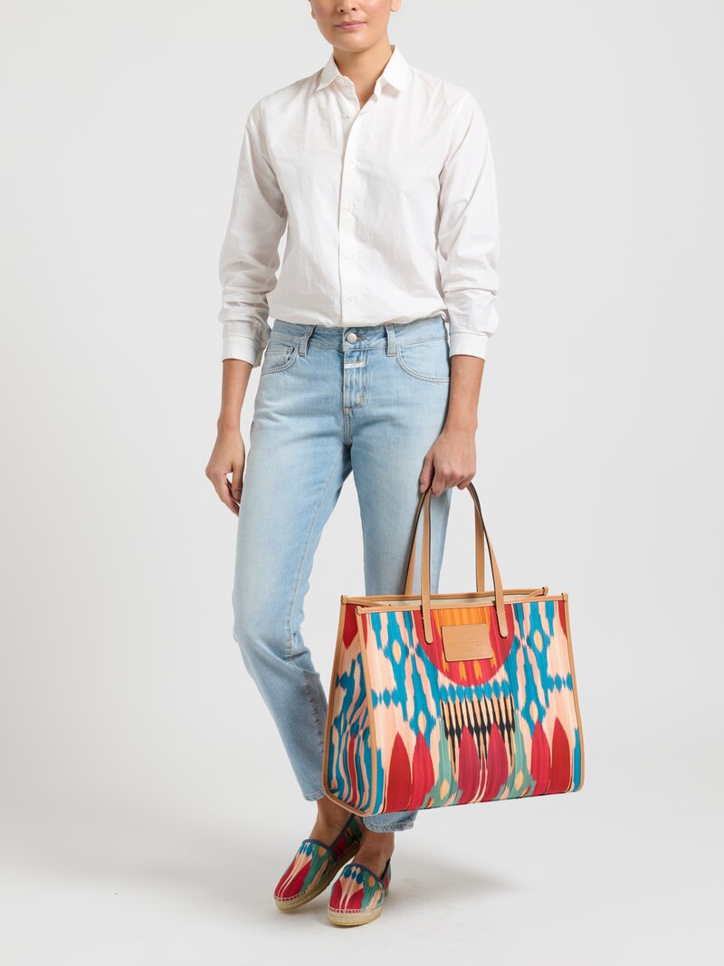 Etro Ikat Print Shopping Bag Pink/ Blue