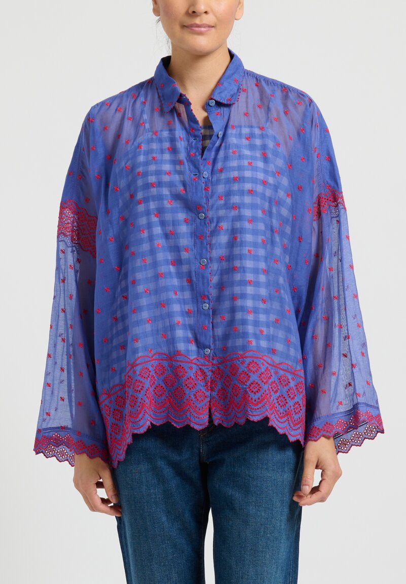 Pero Embroidered Silk Cotton Button Down Shirt	