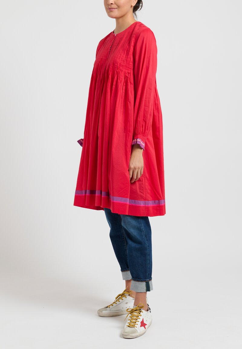 Péro Pintuck Tunic with Gathered Cuffs in Red	