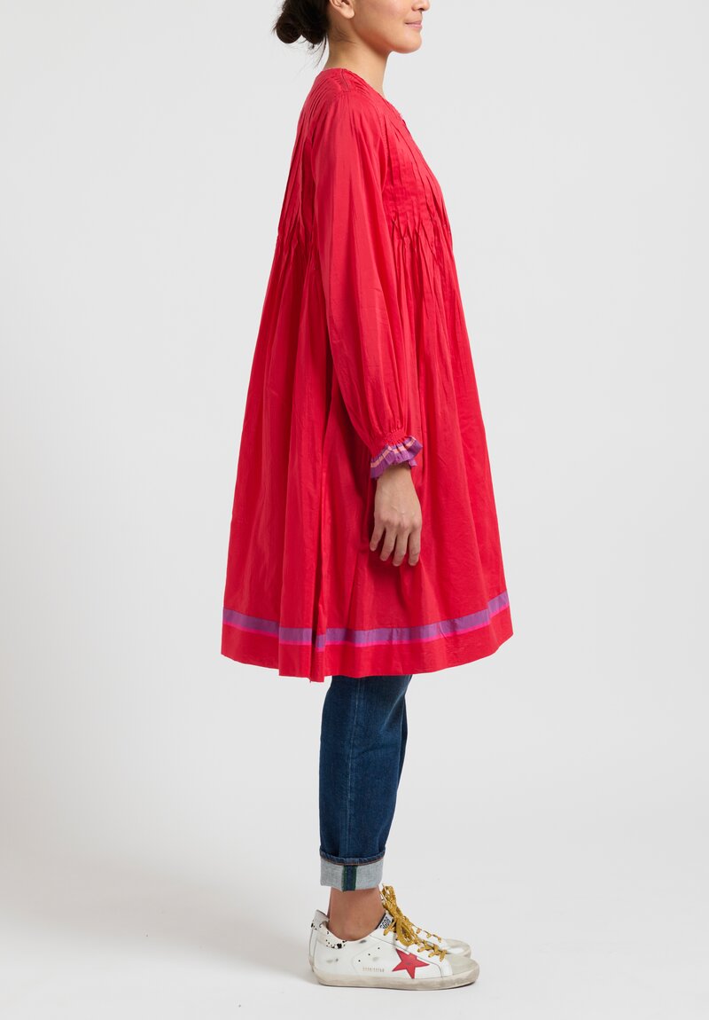 Péro Pintuck Tunic with Gathered Cuffs in Red	