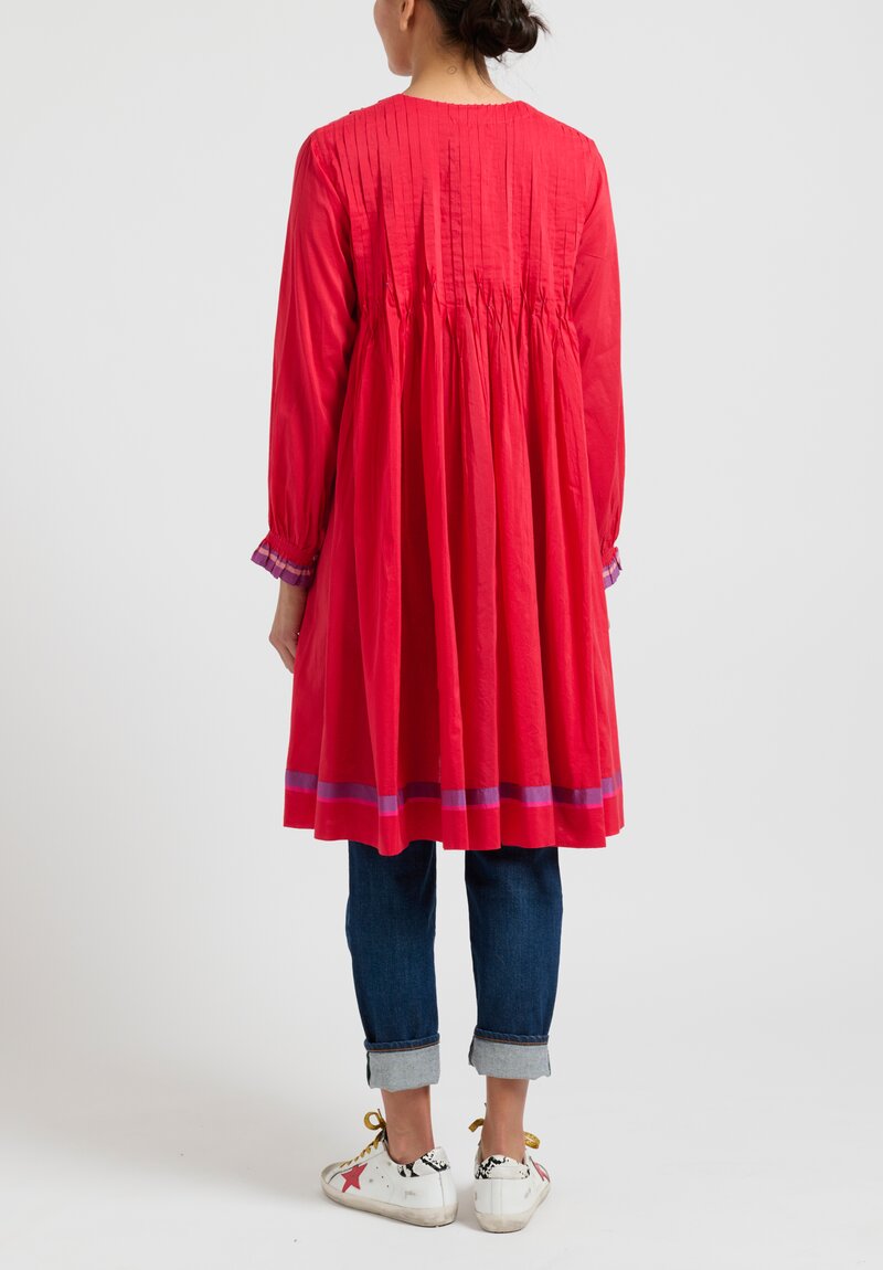 Péro Pintuck Tunic with Gathered Cuffs in Red	