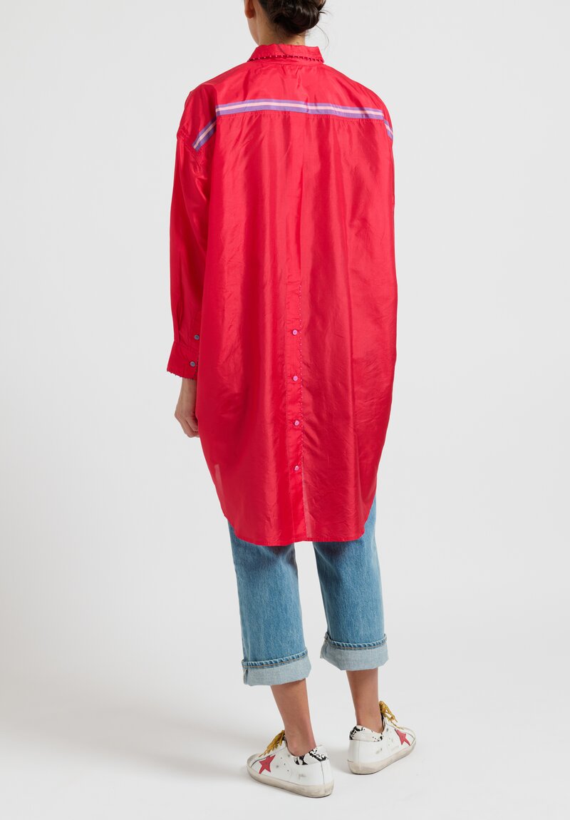 Pero Button Down Silk Tunic in Red