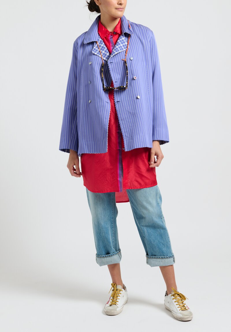 Pero Button Down Silk Tunic in Red