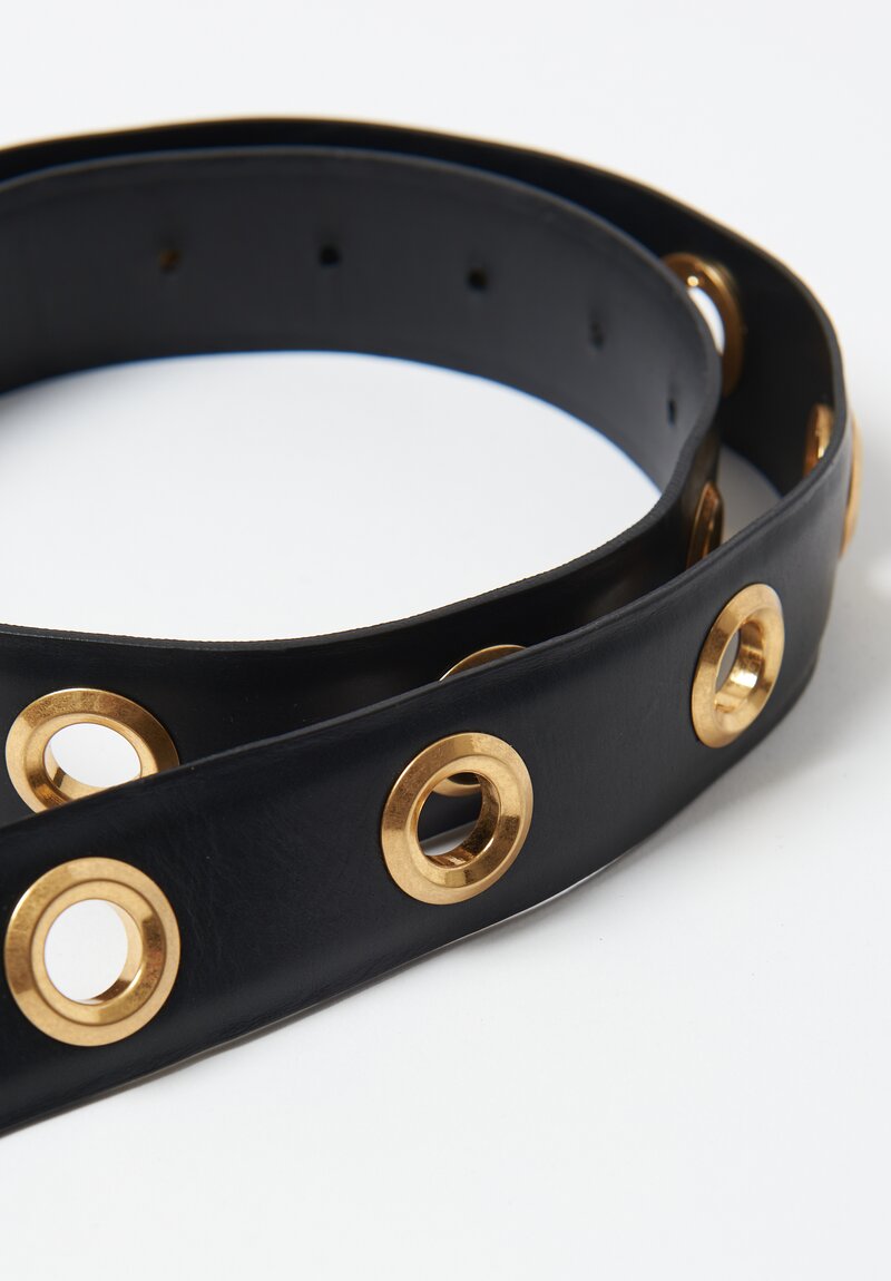 Etro Leather Belt with Metal Rings in Black