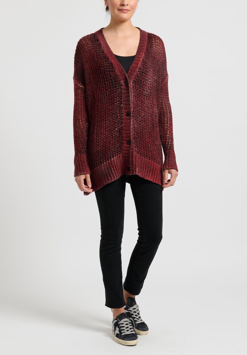 Avant Toi Hand Painted Loose Knit Cardigan in Nero Fire	